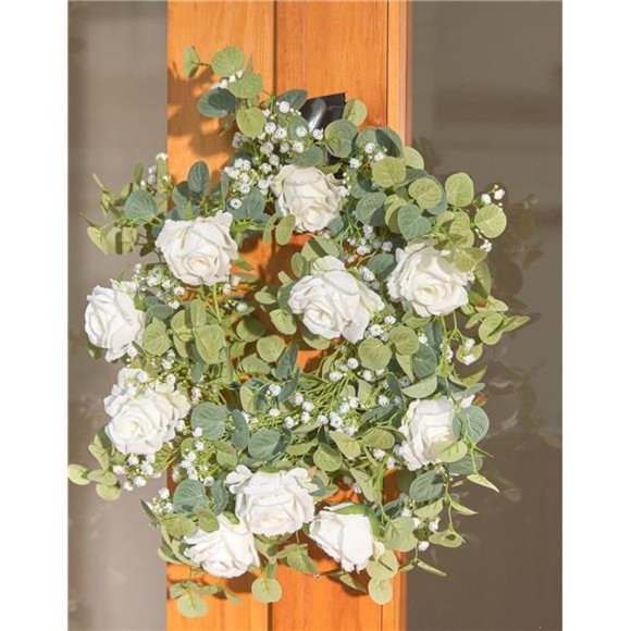 5.91FT Artificial Eucalyptus Garland with Flowers, Fake Rose Gypsophila Garland - Picture 7 of 7
